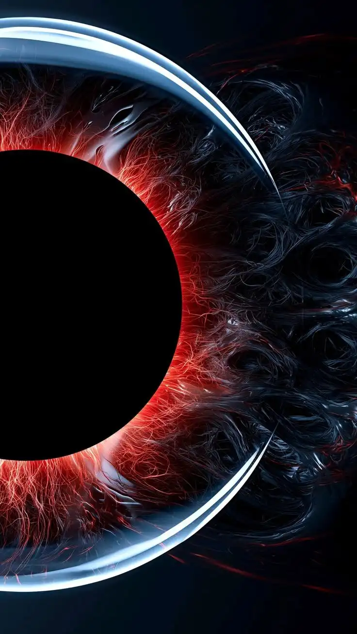 Red Black Abstract Eye Iris Cosmic