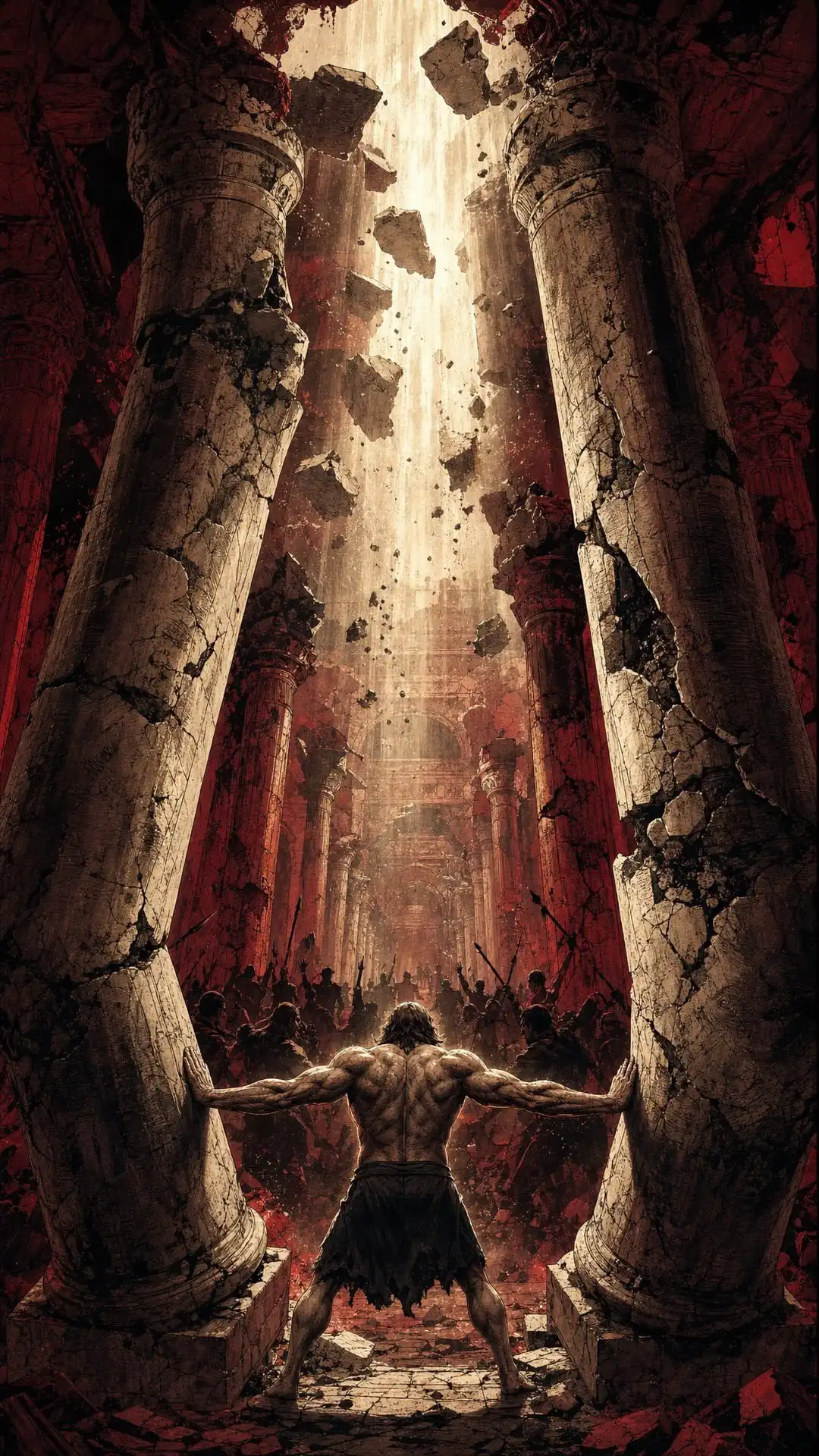 Samson Destroying the Temple Pillars HD