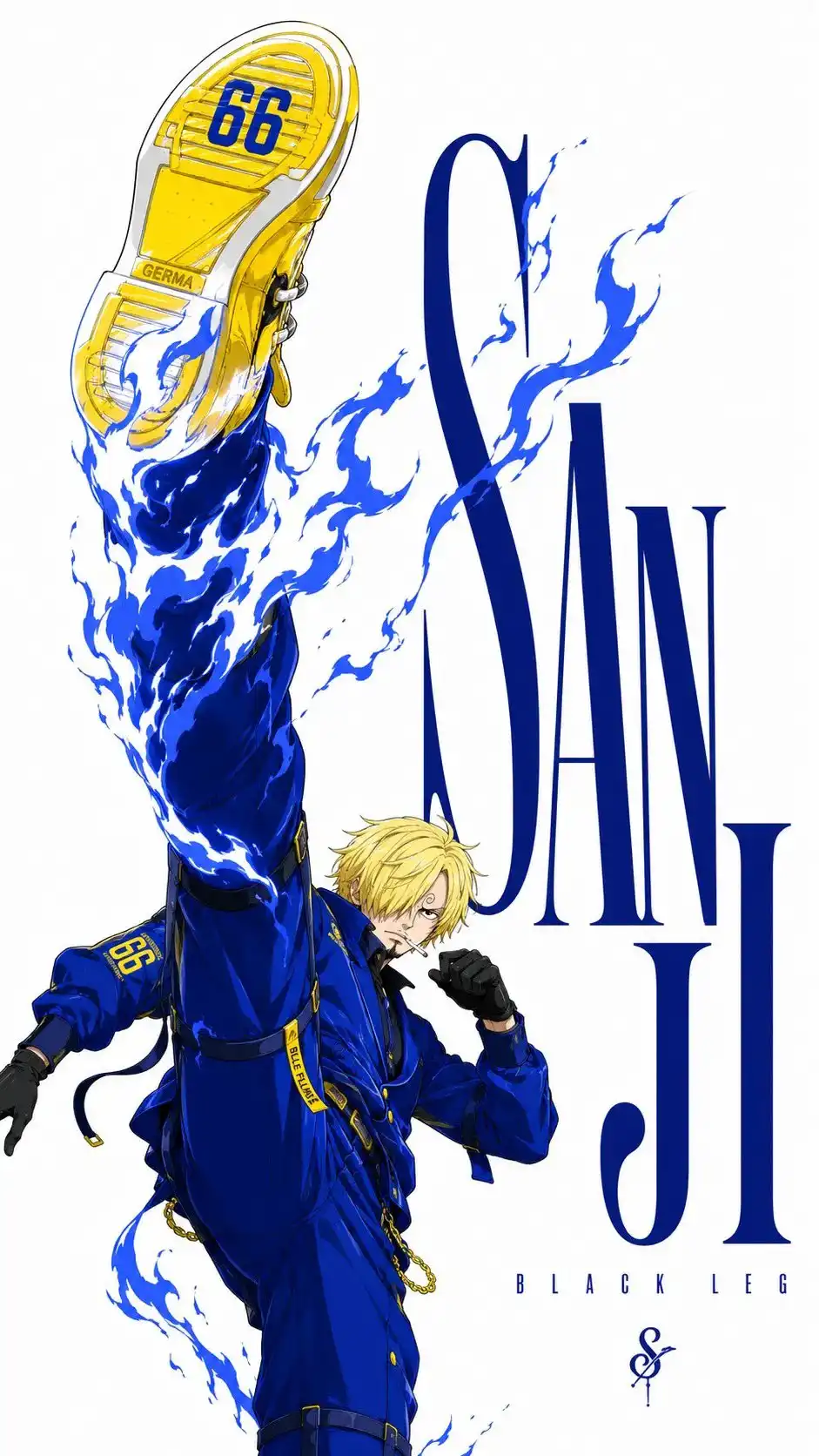 Sanji Blue Flame Kick Germa 66 4K