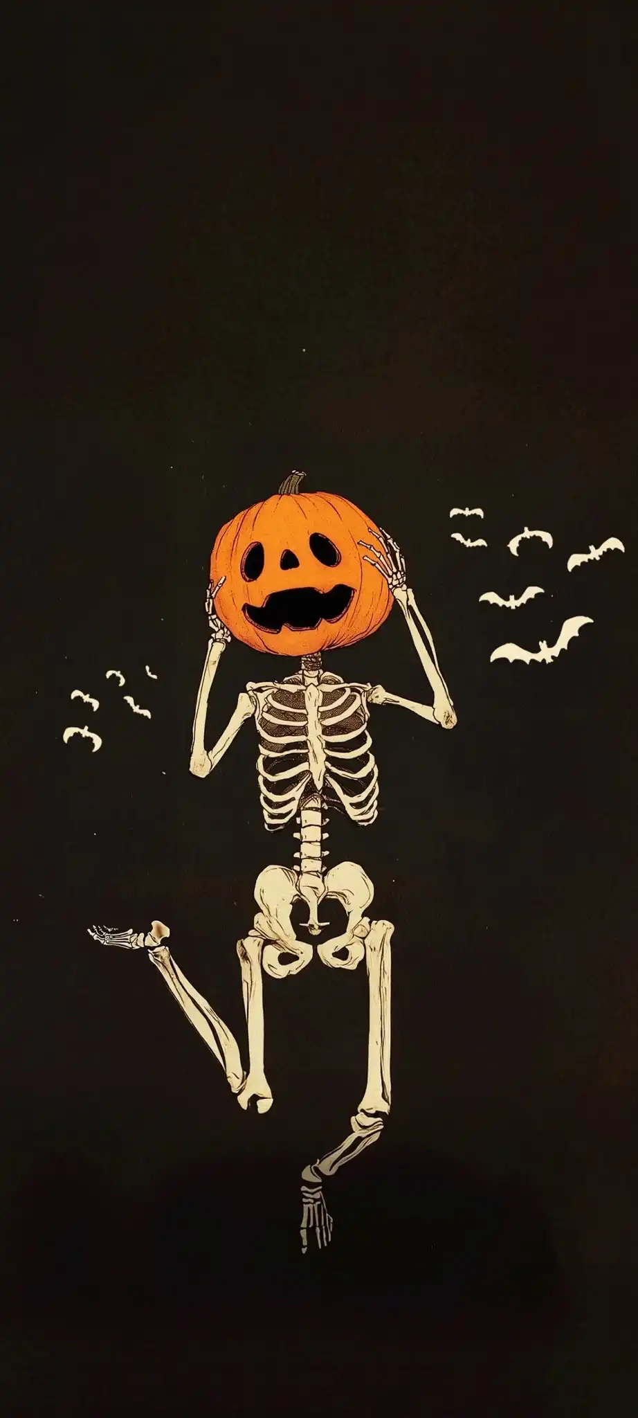 Skeleton with Pumpkin Head Halloween Illustration HD