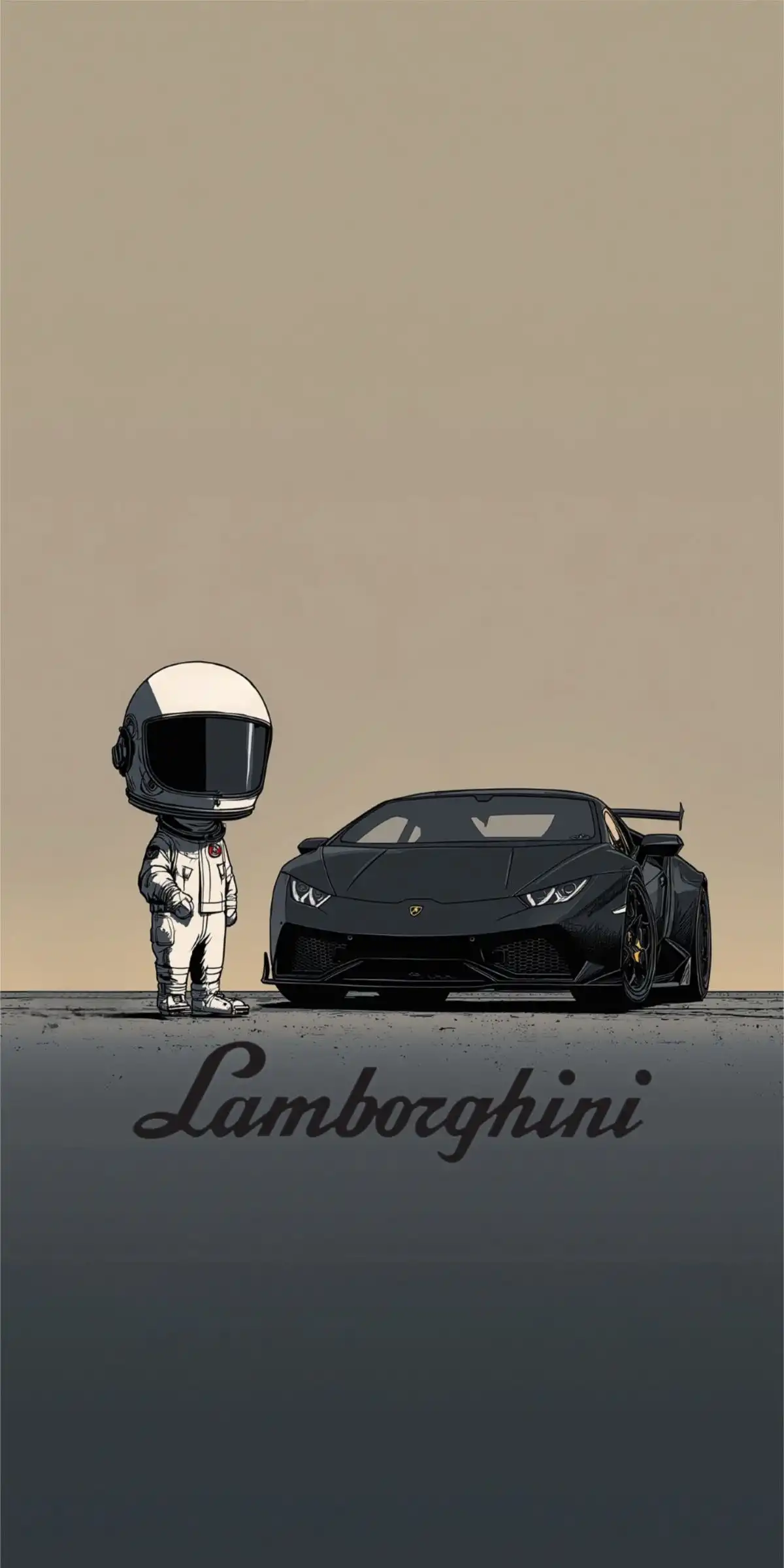 Snoopy Astronaut Next to Black Lamborghini