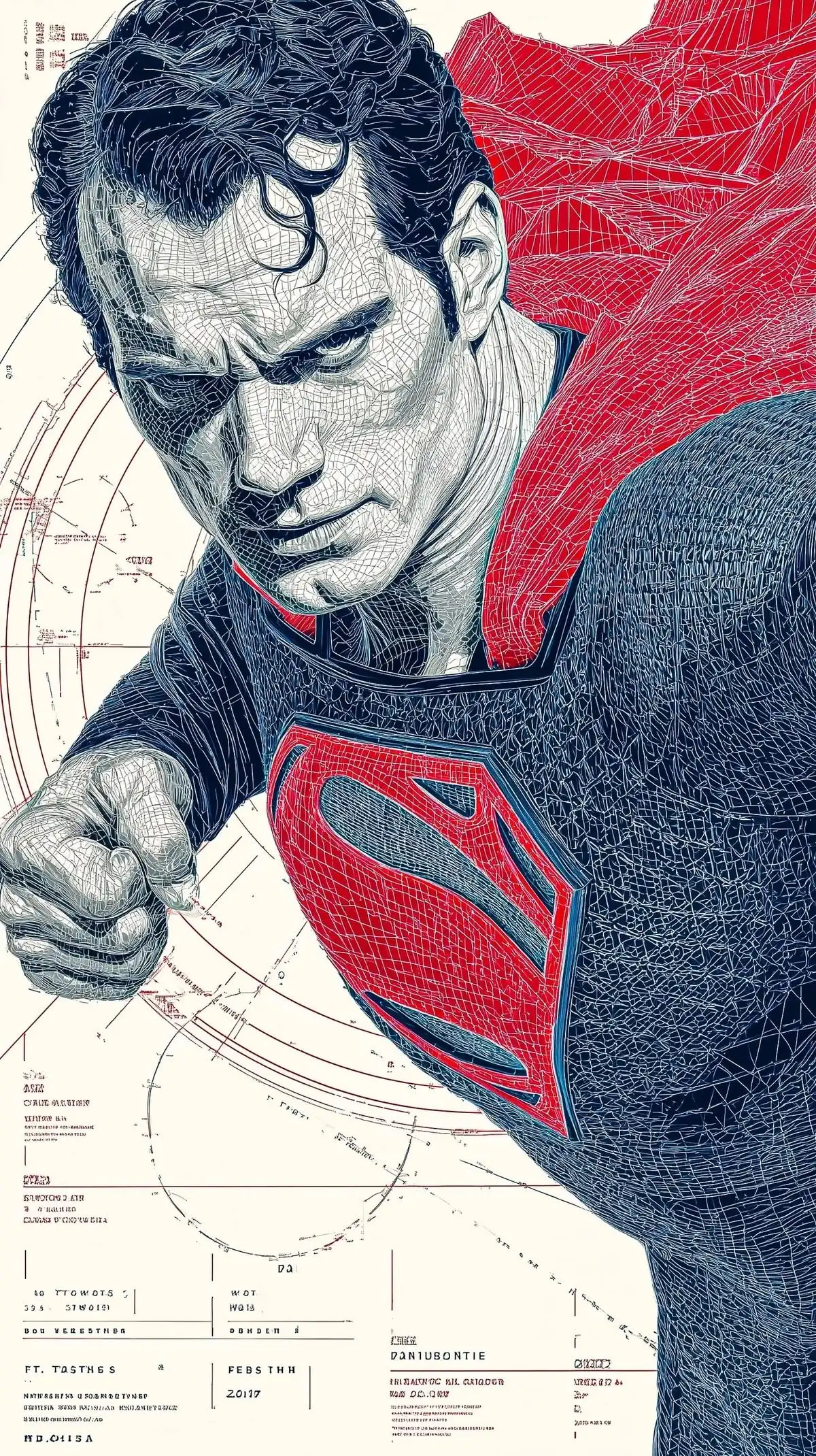 Superman Blueprint Wireframe Hero Sketch 4K