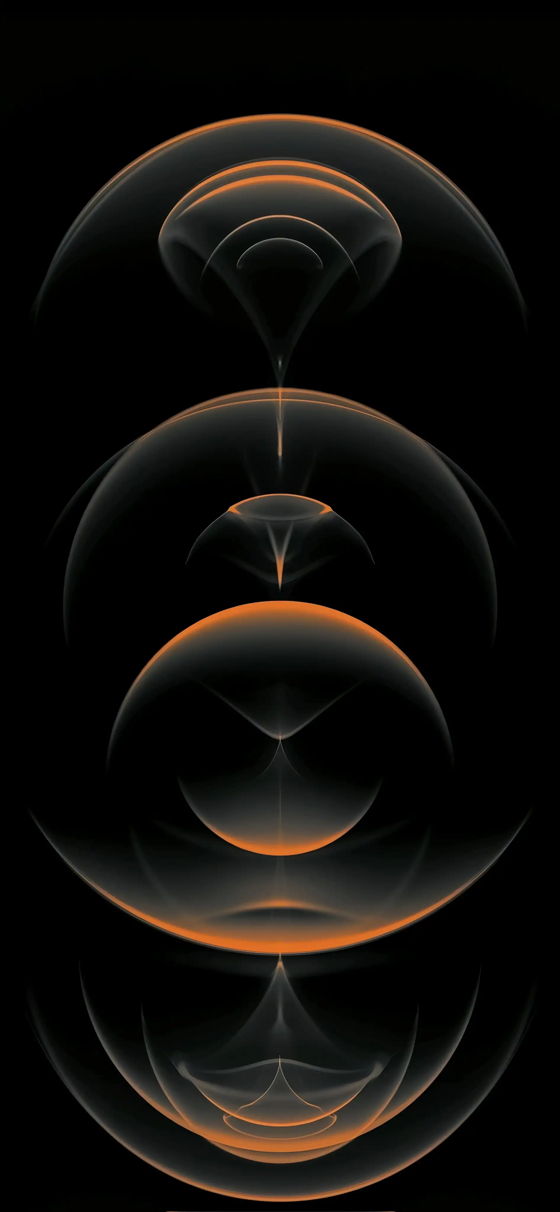 Symmetric Orange Black Concentric Sphere Glow 4K