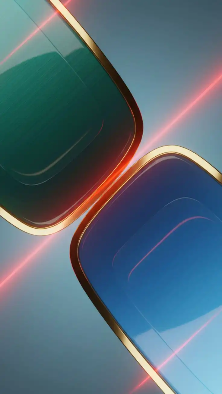 Teal Blue Gold Metallic Glow Abstract 4K
