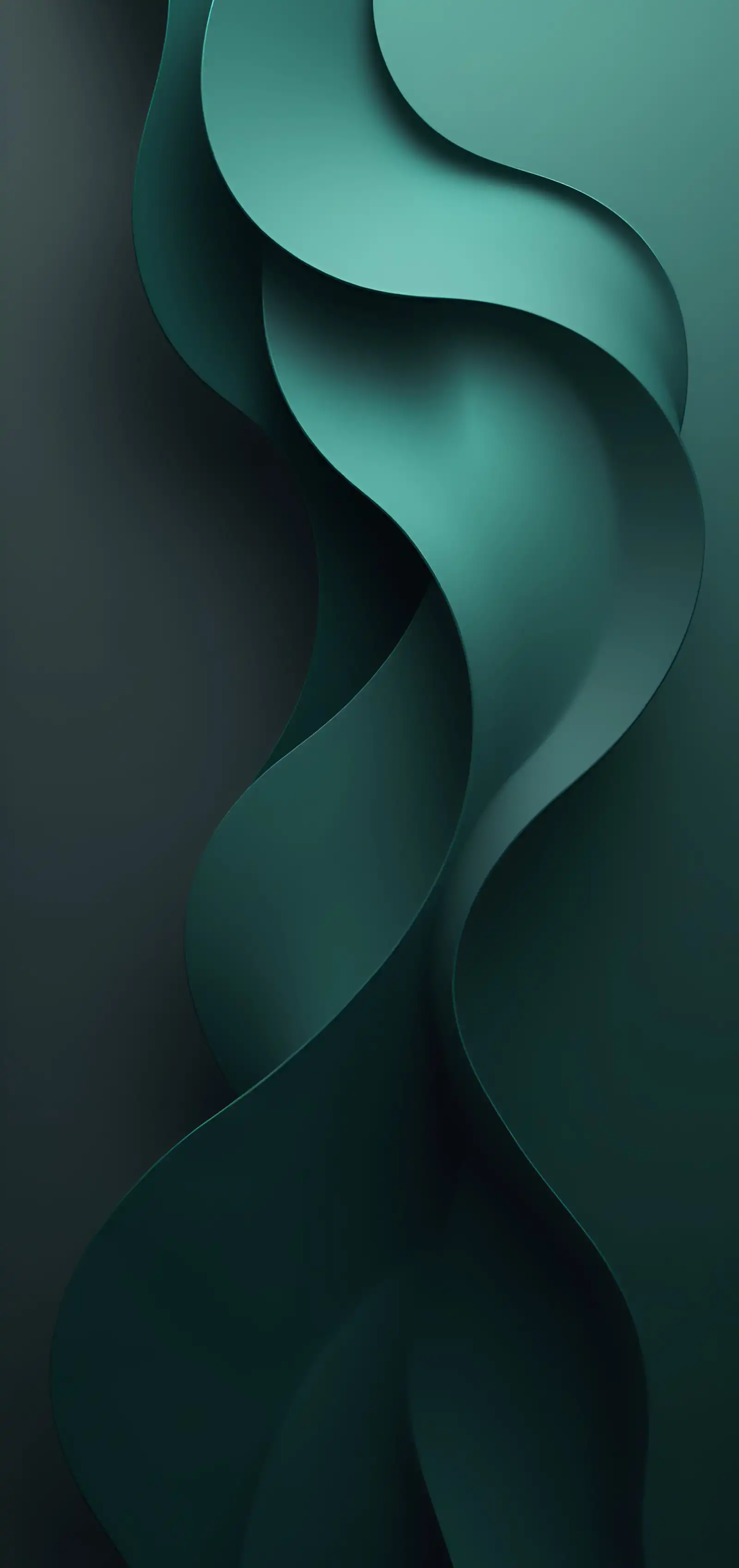 Teal Emerald 3D Wave Layers Dark Glow 4K