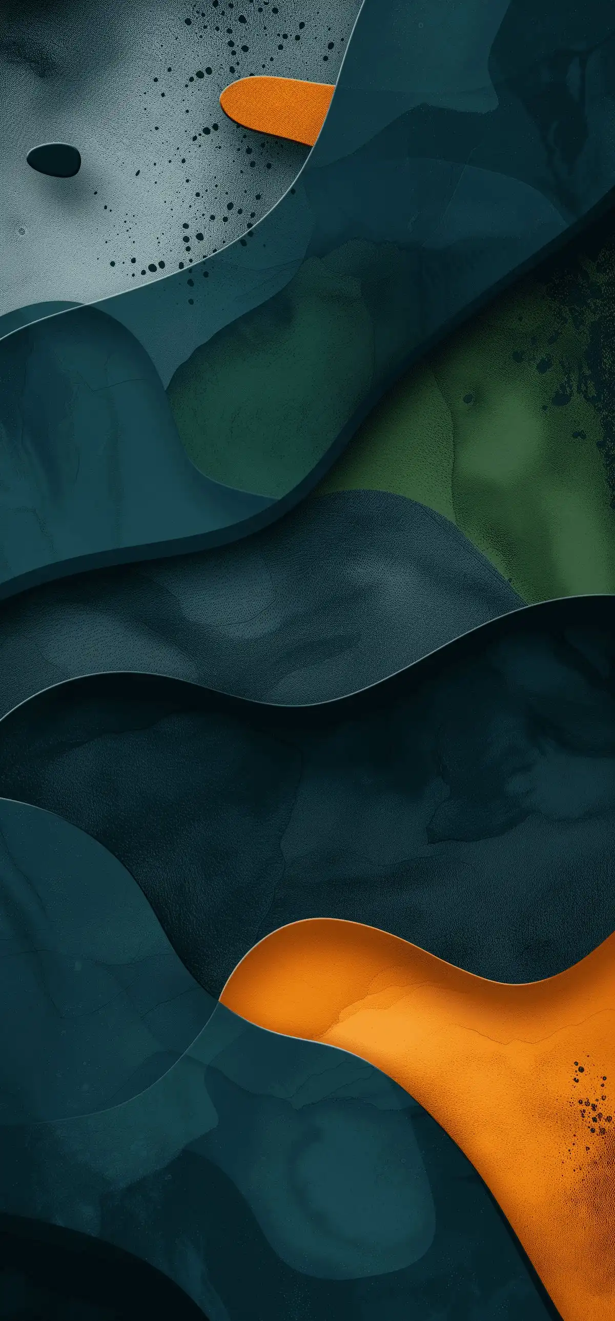 Teal Green Orange Abstract Fluid Layers
