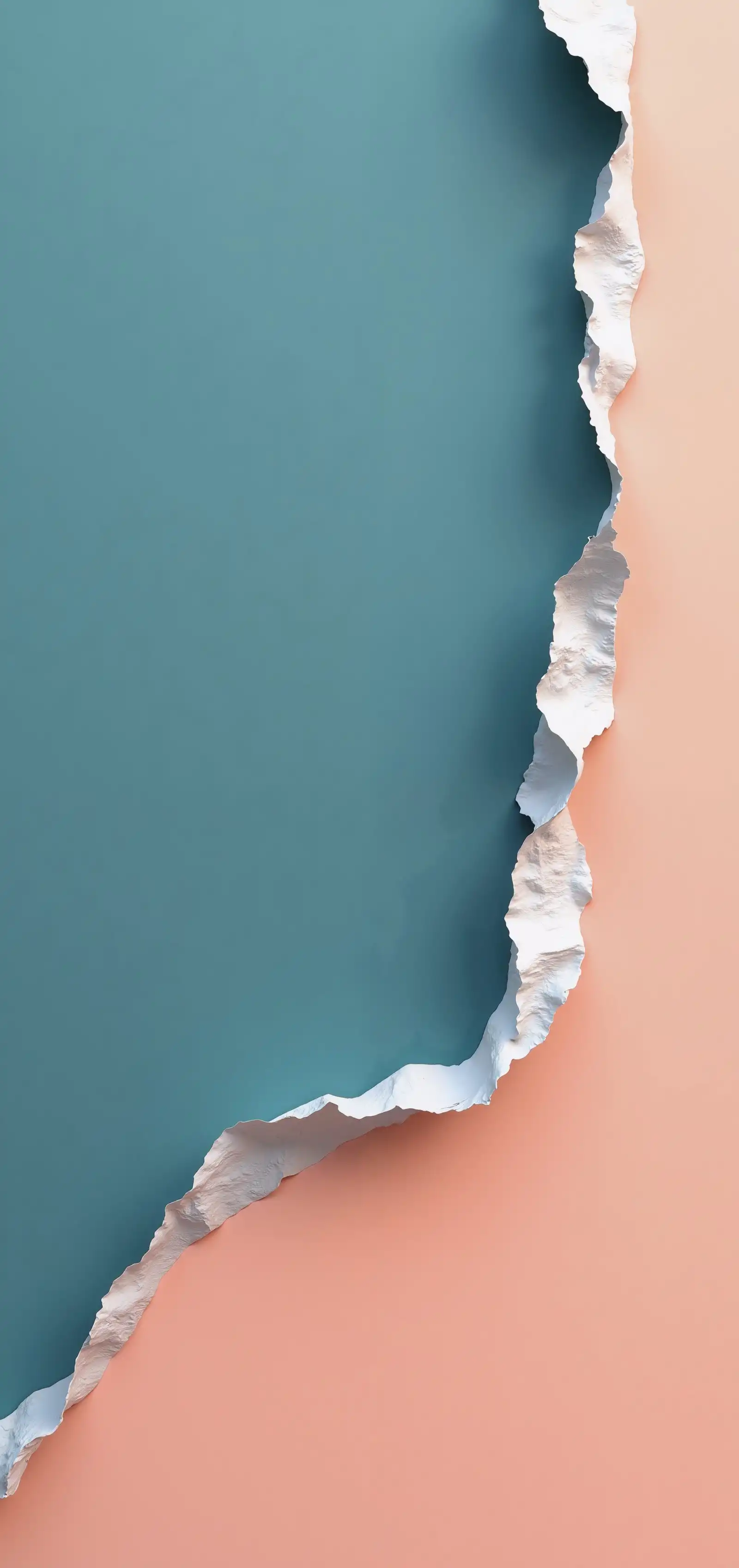 Teal Peach Torn Paper Edge 3D Rip 4K