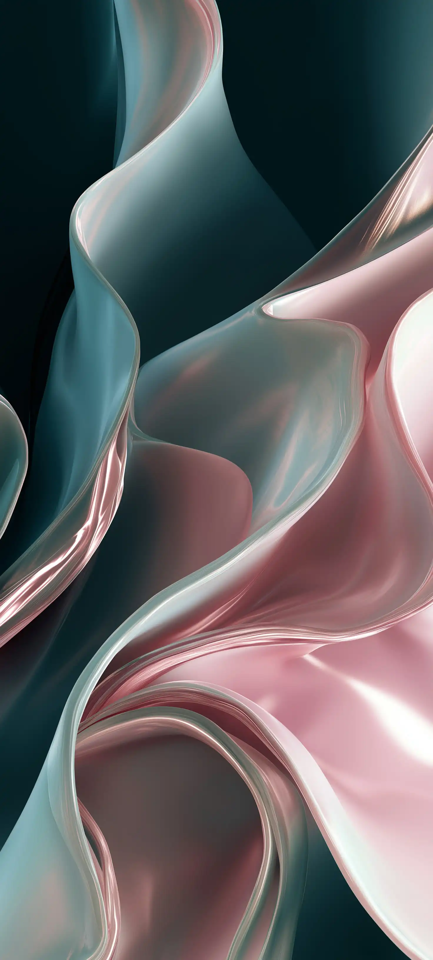 Teal Pink Silk Smooth 3D Wave Layers 4K