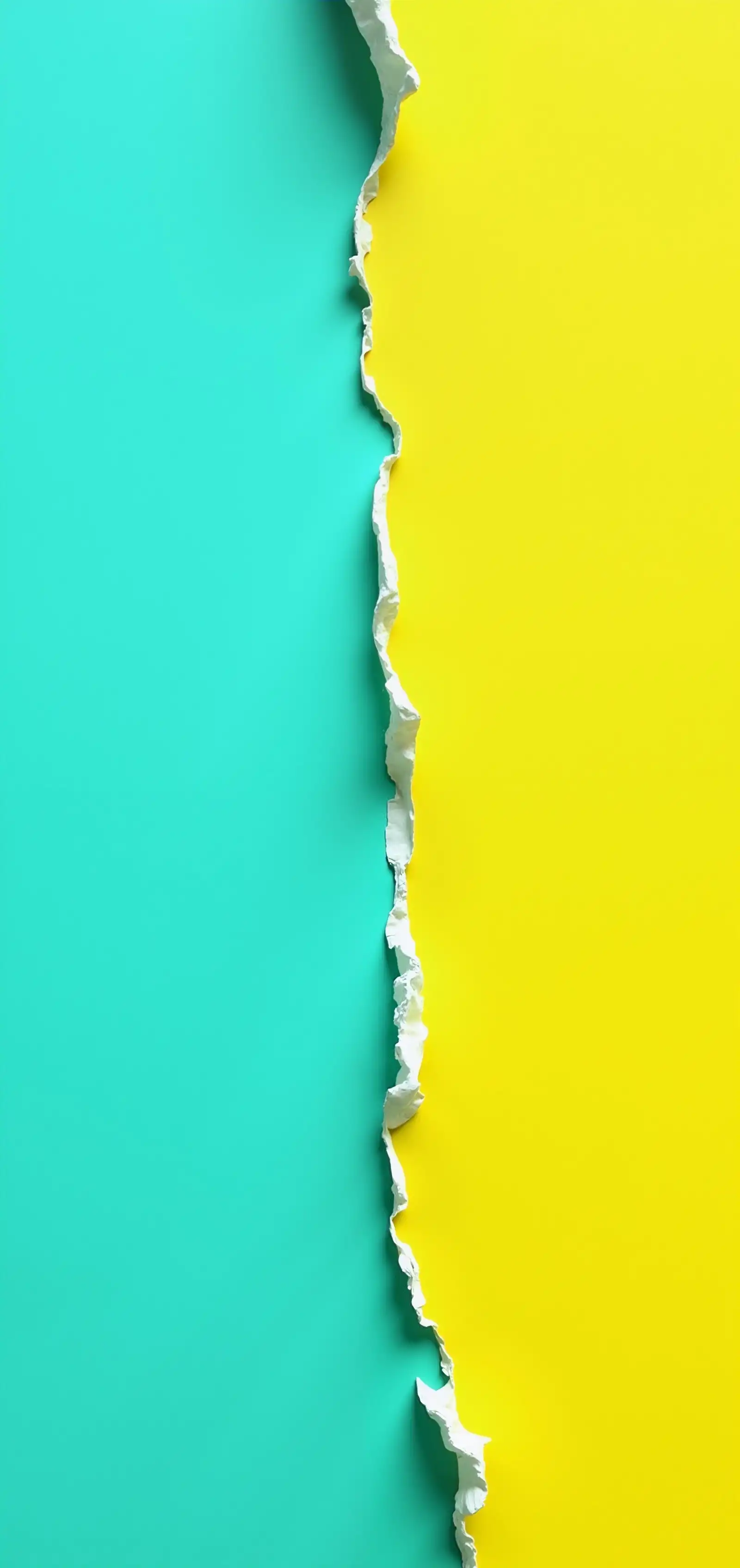 Teal Yellow Torn Paper Ripped Edge 4K