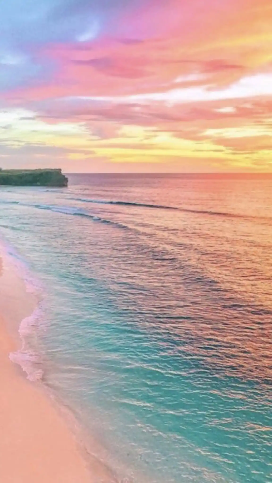Tropical Beach Pastel Sunset Ocean View