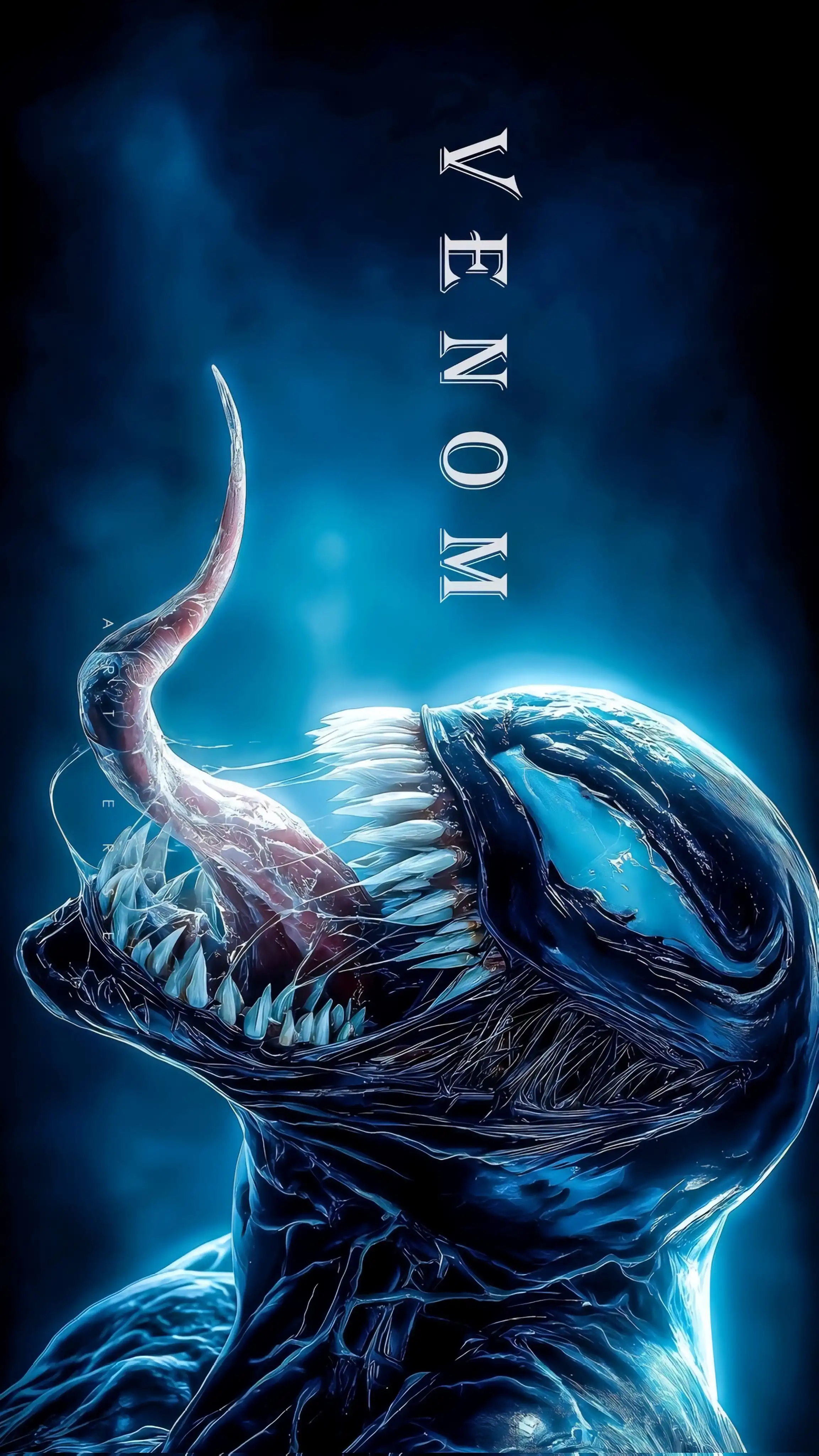 Venom Blue Symbiote Close Up Roaring 4K