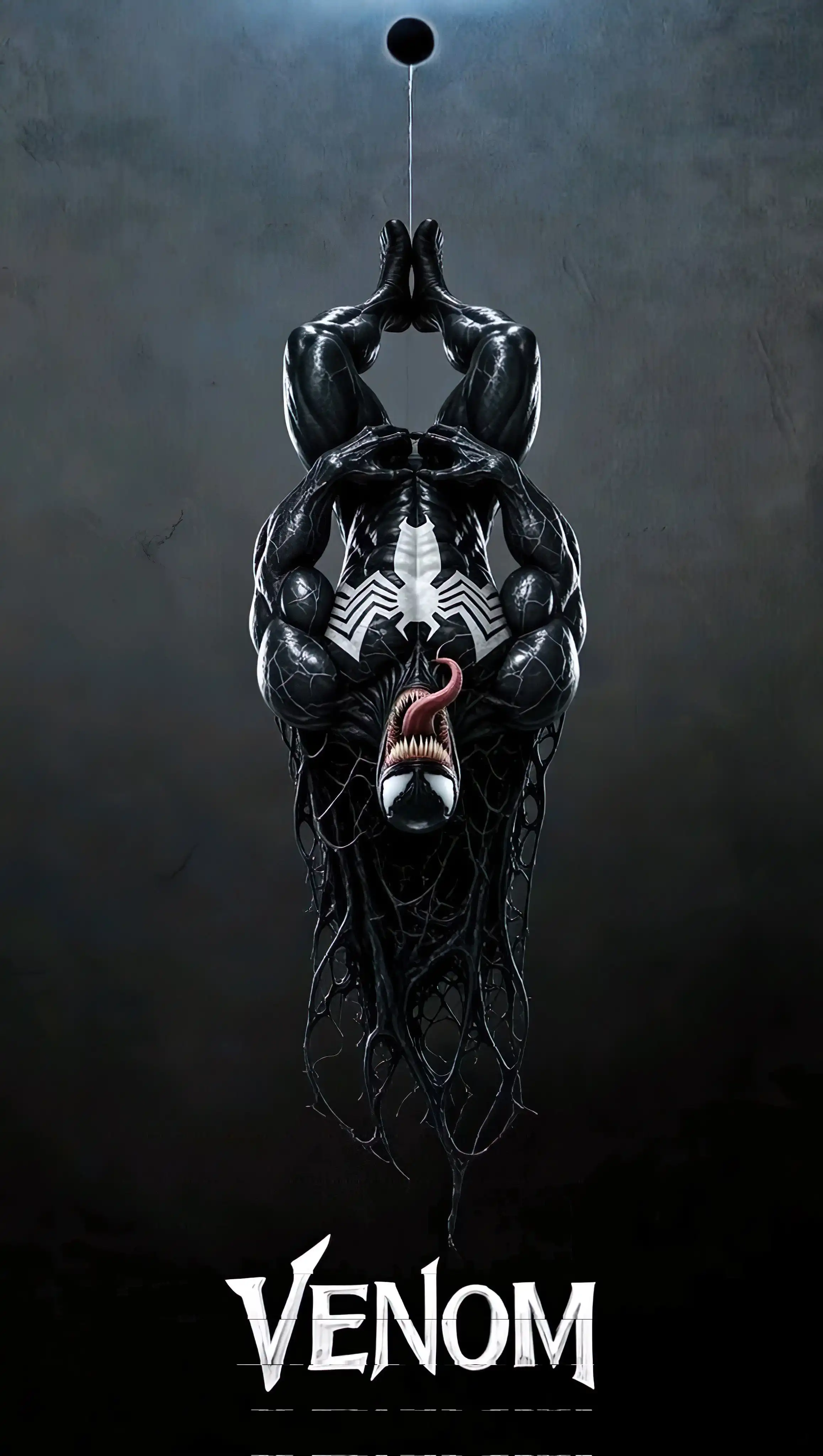 Venom Hanging Upside Down Black Symbiote 4K