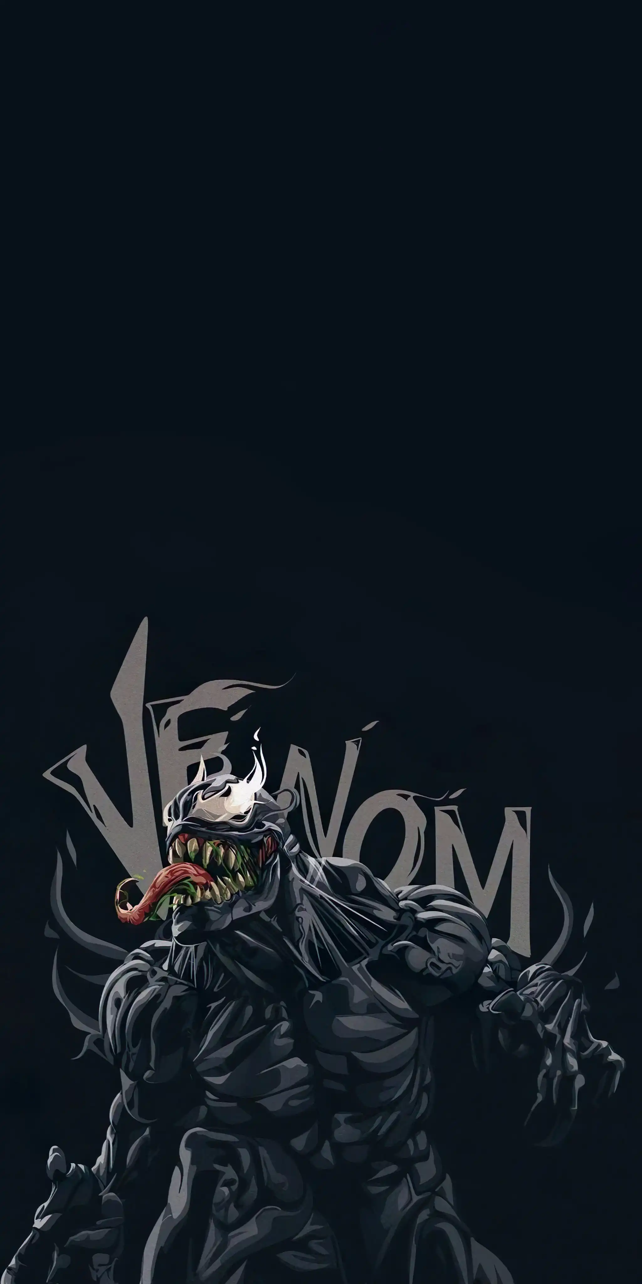 Venom Roaring Black Symbiote Dark Background 4K