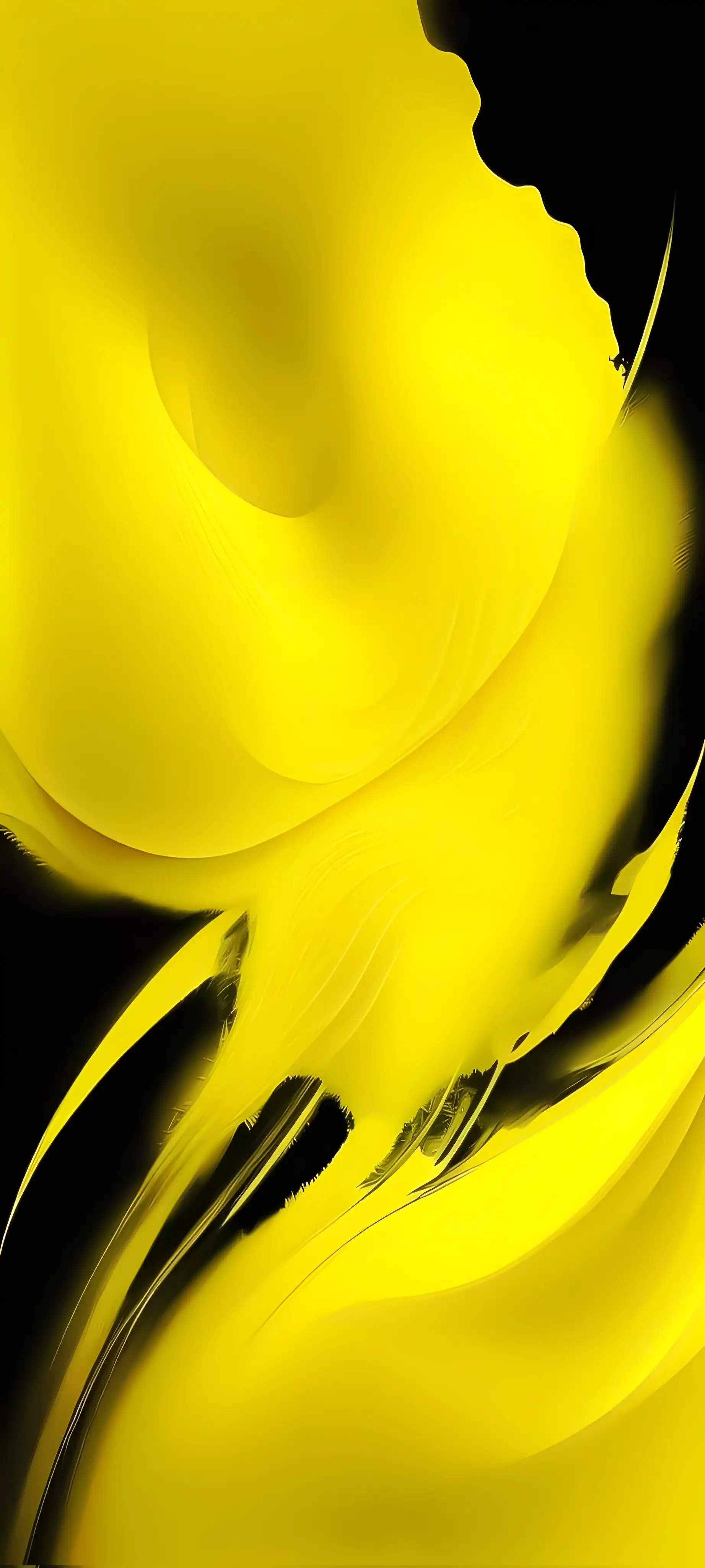 Vibrant Yellow Abstract Smooth Flowing Curves 4K