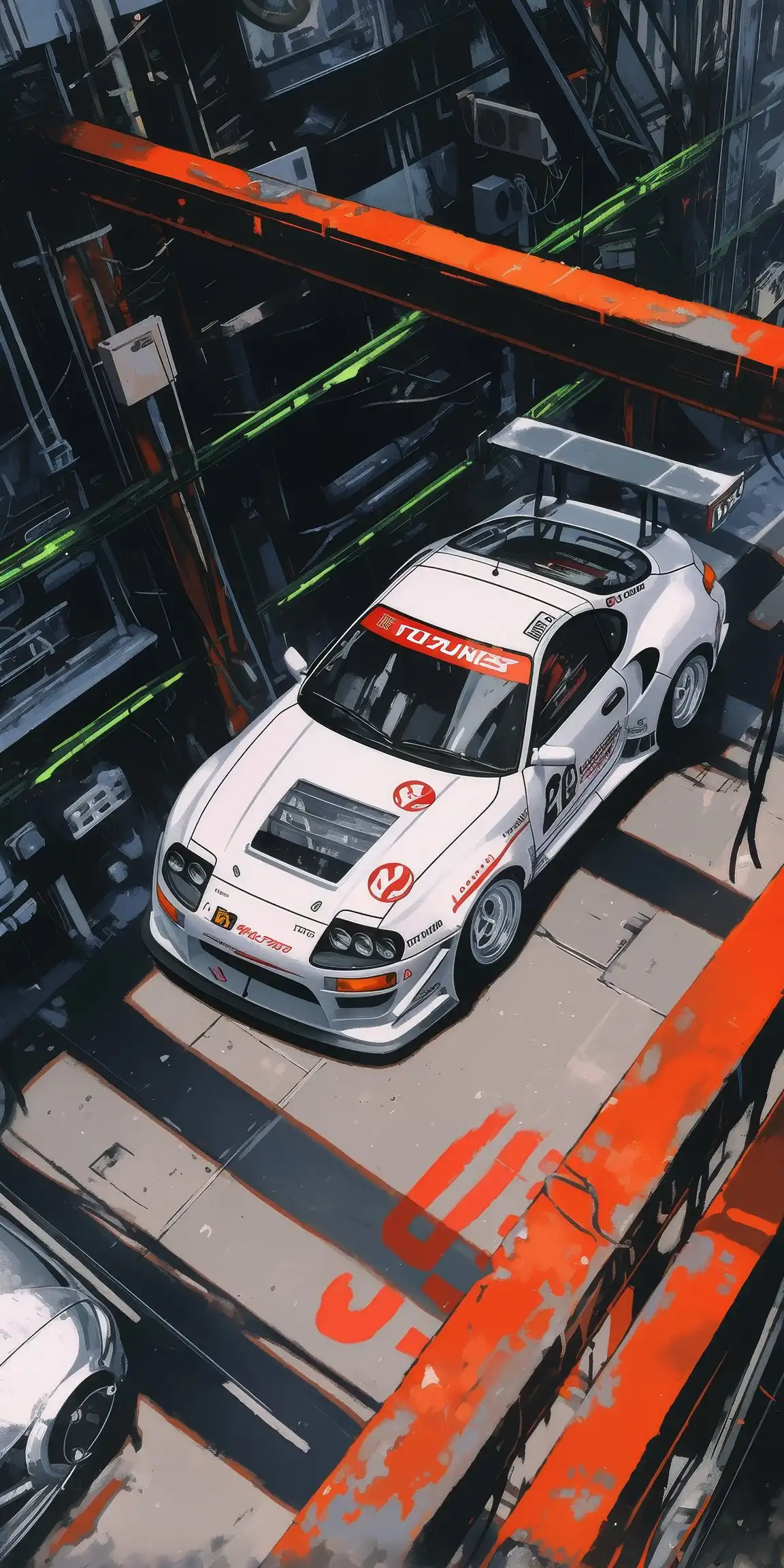 White Toyota Supra JDM Race Car in Cyberpunk